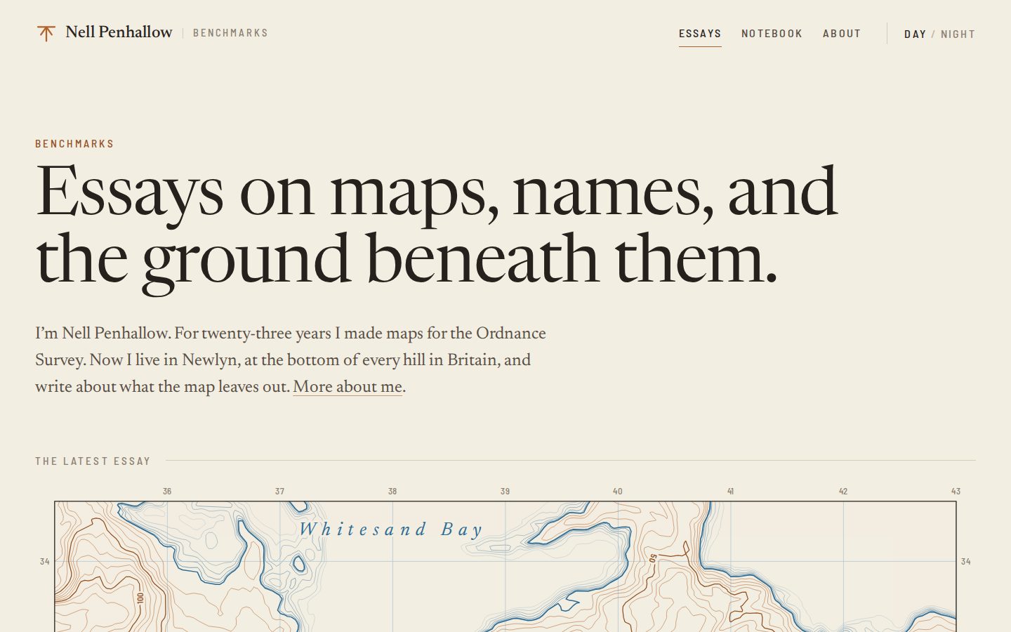 Personal site for a writer, built by Opus 5.5: first screen