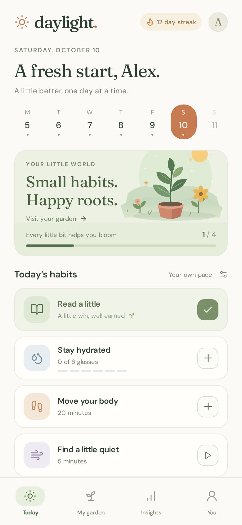 Habit app (React Native), built by GPT-6.1 Sol: first screen